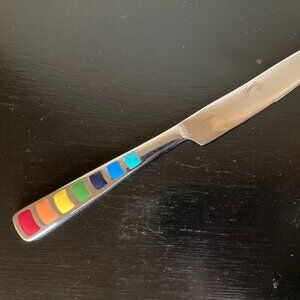 Fiesta Ware "Masquerade Rainbow" Stainless Enamel Colorful Dinner Knife 9.25"
